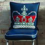 The Crown Coronation Cushion In Navy Or Duck Egg Blue, thumbnail 4 of 5