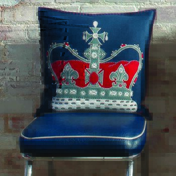 The Crown Coronation Cushion In Navy Or Duck Egg Blue, 4 of 5
