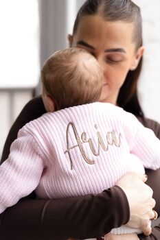 Pink Personalised Embroidered New Baby Name Cardigan, 3 of 12
