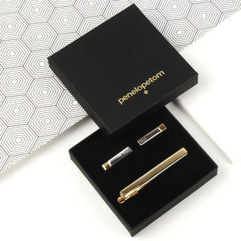 Personalised Tie Clip And Bar Tip Cufflinks Set, 8 of 10