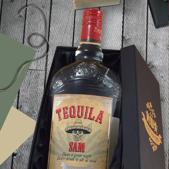 personalised tequila bottle with gift box by thelittleboysroom