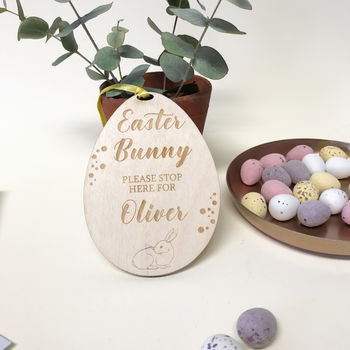 Personalised Stop Here Easter Bunny Card, 9 of 11