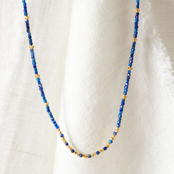 Blue Lapis Lazuli Short Beaded Layering Necklace, 2 of 11