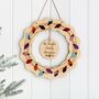 Personalised Wooden Christmas Wreath Fairy Light Design, thumbnail 1 of 3