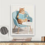 Your Own Cat Reading Book Wall Art Print | Customise Colours And Book Title, thumbnail 2 of 4