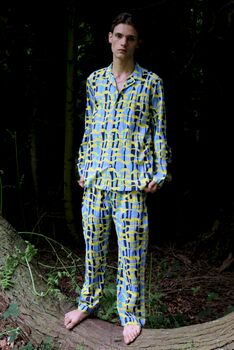 Organic Cotton Can Nara Blue Yellow Unisex Pyjama, 4 of 8