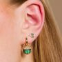 Green Cleopatra Charm Hoop Earrings, thumbnail 2 of 5