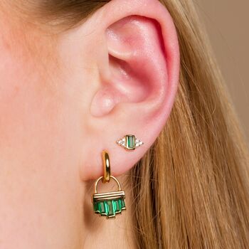 Green Cleopatra Charm Hoop Earrings, 2 of 5