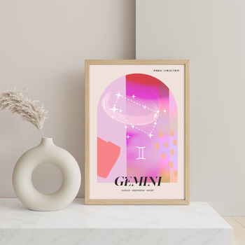 Gemini Birthday Gift Zodiac Art Print With Gold Foil, 6 of 8