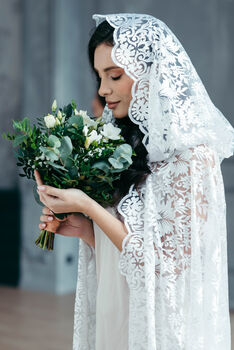 Boho Lace Bridal Cloak With Hood | Emerald Green Wedding Cape, 12 of 12