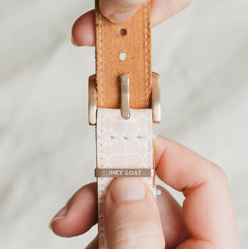 'Pink Moorish' Leather Smartwatch Strap; Handmade Band, 4 of 8