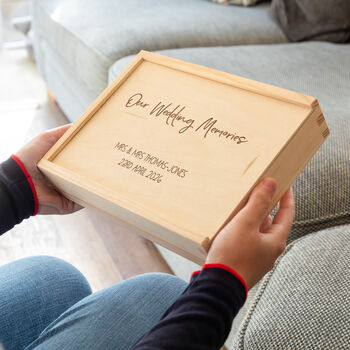 Personalised Our Wedding Memories Photo Box With Sliding Lid, 4 of 5