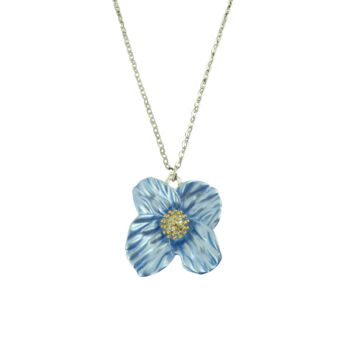 Poppy Blue Flower Pendant Necklace, 4 of 5