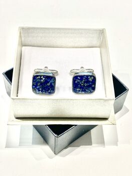 Steel And Lapis Lazuli Cufflinks, 5 of 5