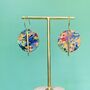Handmade Leather Full Moon Dangly Colourful Earrings Marbled, thumbnail 4 of 8