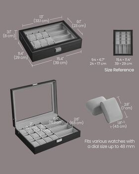 Lockable 16 Slot Watch Organiser Box With Glass Lid, 4 of 6