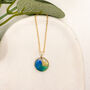 Blue, Green And Gold Foil Elegant Circle Necklace, thumbnail 1 of 11