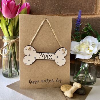 Personalised Mother's Day Dog Mummy Bone Keepsake Card, 2 of 2