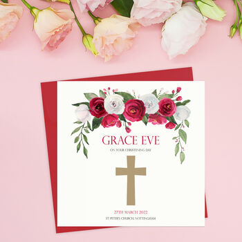 Communion, Christening Or Confirmation Card Red Roses, 4 of 5