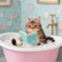 Your Own 'Cat In The Bath Reading' Wall Art Print | Customise The Cat And The Book Title, thumbnail 6 of 8