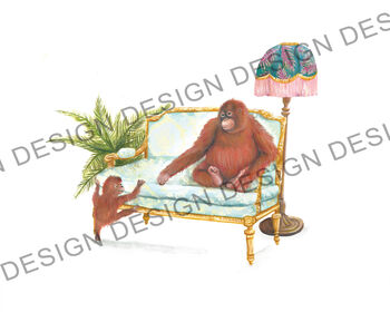 Orangutan And Baby Illustrated Greetings Card, 5 of 5