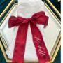 Christmas Silk Ribbon Bow Place Name, 30 Colours, thumbnail 1 of 5