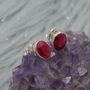 Red Sillimanite Silver Stud Earrings: Oval Gemstone, thumbnail 6 of 6