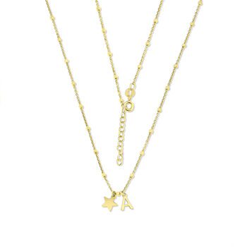 Sterling Silver Gold Plated Initial Star Charm Necklace, 2 of 9