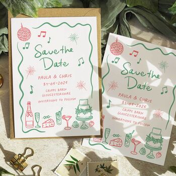 Wedding Scribble Illustrations Save The Date Cards, 2 of 5