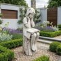 Julie Reading Girl 86cm White Stone Effect, thumbnail 1 of 5
