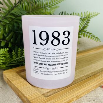 Personalised 40th 1983 Birthday Timeline Candle, 3 of 11