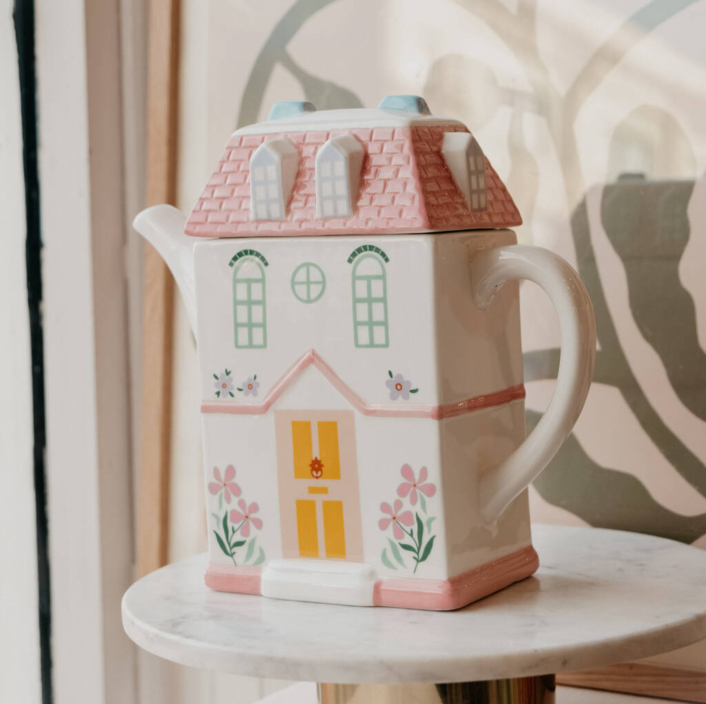 Cottagecore House Pastel Large Teapot, 1 of 3