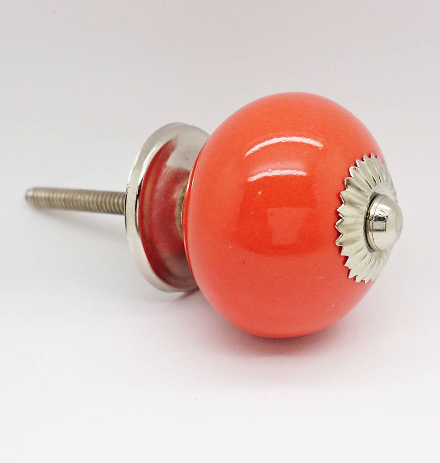 orange ceramic door knobs cupboard drawer pull handle by g decor ...