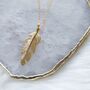 Gold Plated Feather Necklace Gift For Her, thumbnail 1 of 6