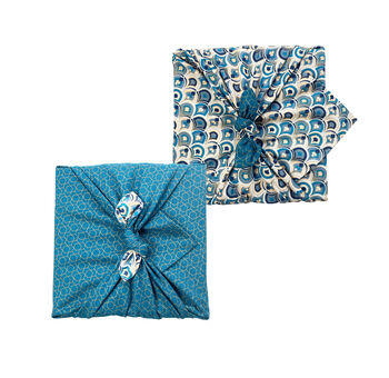 Fabric Gift Wrap Reusable Furoshiki Art Deco, Ocean, 5 of 7