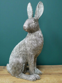 Large Silver Hare Figurine – 36cm Bunny Rabbit Ornament, 7 of 7