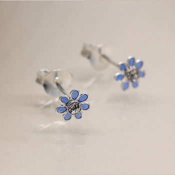 Sterling Silver Blue Forget Me Not Stud Earrings – 5mm, 9 of 11