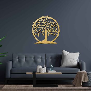 Wooden Tree Of Life Wall Art, Circular Tree Wall Decor, 6 of 9