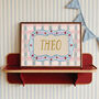Personalised Baby Name Print With Folk Art Border, thumbnail 2 of 12