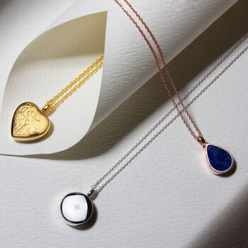 Teardrop Lapis Urn Necklace 18 K Gold Plated Silver, 5 of 6