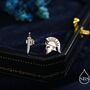 Mismatched Spartan Helmet And Sword Stud Earrings In Sterling Silver, thumbnail 1 of 12