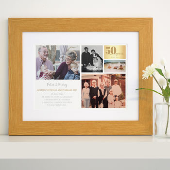 Personalised Golden Wedding Anniversary Collage Art, 8 of 10