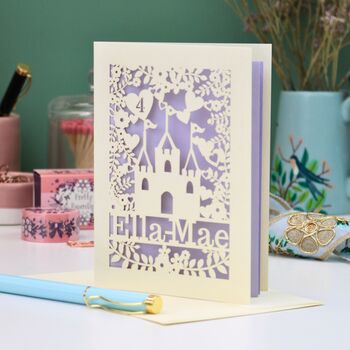 Personalised Lasercut Castle Birthday Card, 4 of 12