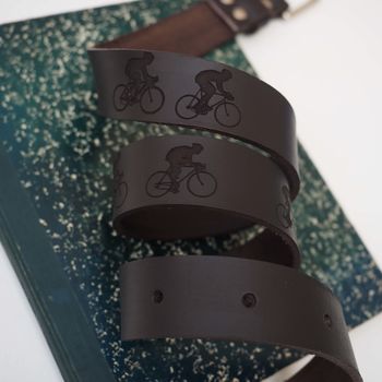 Engraved Cyclists Leather Belt, 6 of 10