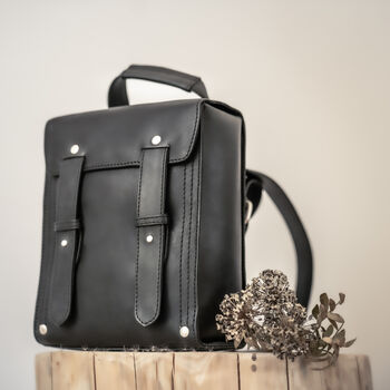 Nicco Crossbody Mini Backpack: Black Leather, 5 of 11