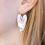 Blossom Heart Hoop Marbled Polymer Clay Dangly Earrings, thumbnail 2 of 5