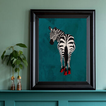 Custom Personalised Zebra Wearing Heels Art Print, 2 of 12