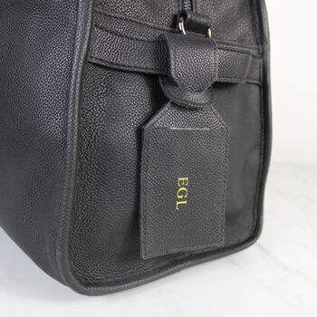 Black Leather Personalised Luggage Tag, 3 of 3