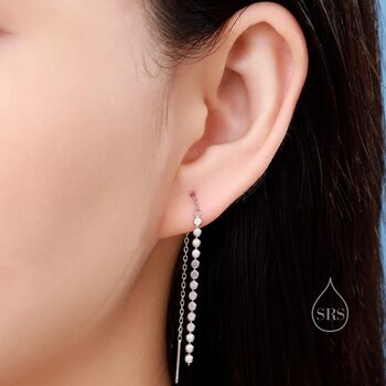 Disk Chain Threader Earrings In Sterling Silver, 6 of 9