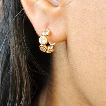 Diamond Bezel Hoops Gold, 2 of 8